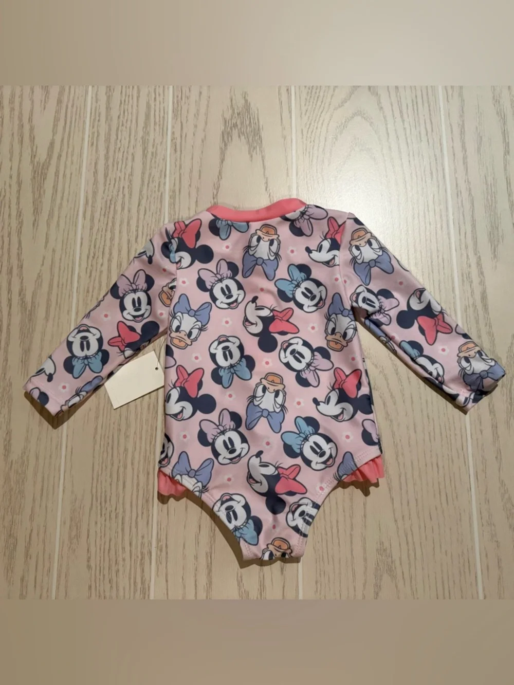 Disney Baby Minnie Daisy Rash Guard Swimsuit Pink‎ 6M Ruffle NWT